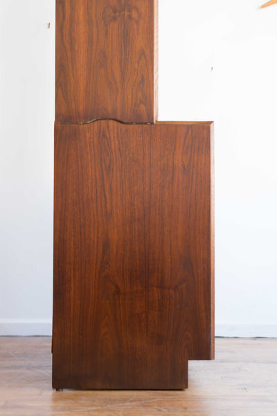 Vintage Mid Century Lane First Edition Tilt Out Record Cabinet with Modular Shelving in Walnut