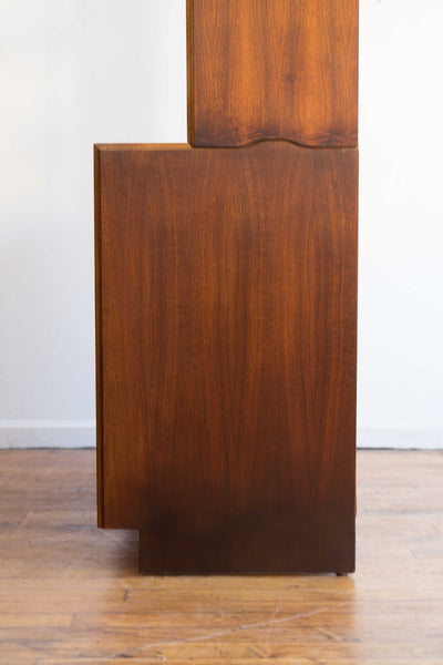 Vintage Mid Century Lane First Edition Tilt Out Record Cabinet with Modular Shelving in Walnut