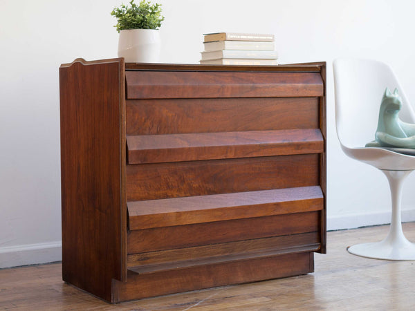 Vintage Mid Century Lane First Edition Tilt Out Record Cabinet with Modular Shelving in Walnut