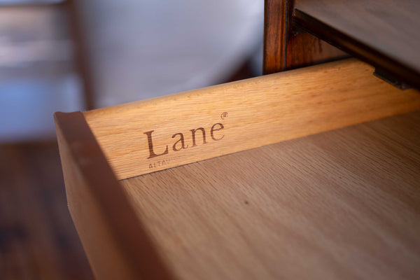 Vintage Mid Century Lane First Edition Tilt Out Record Cabinet with Modular Shelving in Walnut