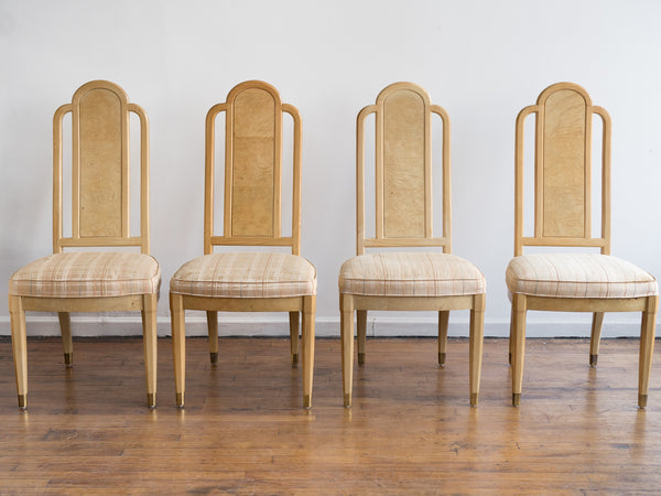 Set of 4 Henredon Scene Two Olive Burl Dining Chairs