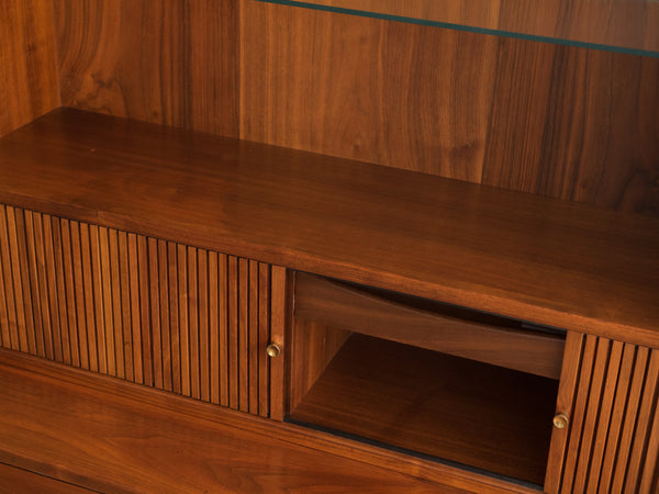 Mid Century Kipp Stewart for Drexel Declaration Walnut Tambour Door åSecretary Desk With Bookcase