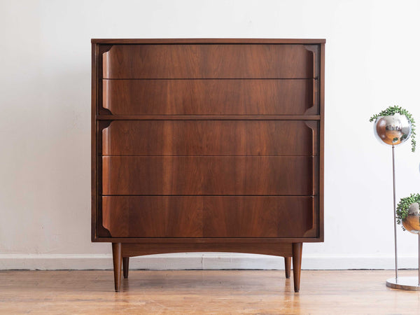 Vintage Mid Century Walnut Highboy Dresser