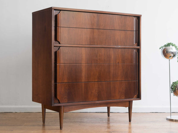 Vintage Mid Century Walnut Highboy Dresser