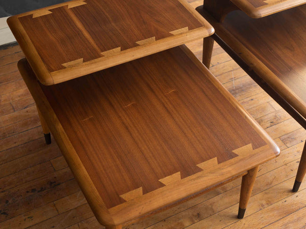 Vintage Mid Century Lane Acclaim Walnut Step Tables / End Tables