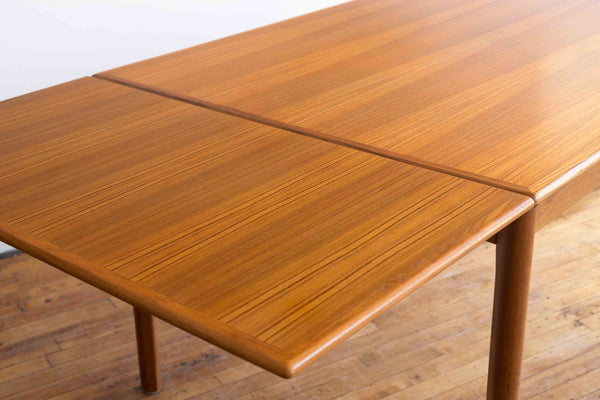 Vintage Mid Century Danish Teak Draw Leaf Dining Table by Ansagar Mobler