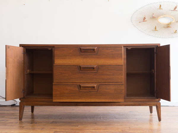 Vintage MCM Walnut Credenza by United