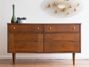 Vintage Mid Century Six Drawer Lowboy Dresser