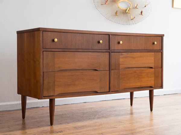 Vintage Mid Century Six Drawer Lowboy Dresser