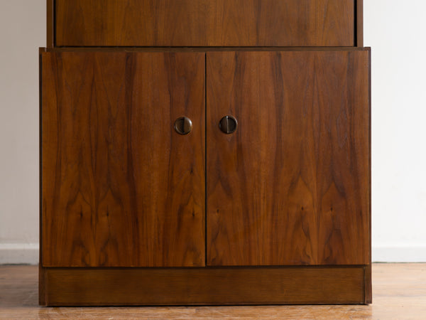 Vintage MCM Belgian Bookcase with Drop Down Desk/Bar in Walnut