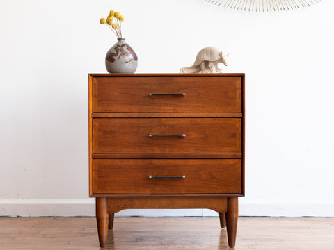 Vintage Mid-Century Walnut 3-Drawer Large Nightstand by Ramseur