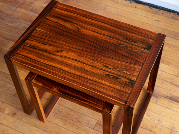 Vintage 1970's Pair of Danish Rosewood Nesting Side Tables