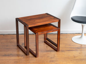 Vintage 1970's Pair of Danish Rosewood Nesting Side Tables