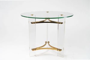 Charles Hollis Jones Brass and Lucite Cocktail Table