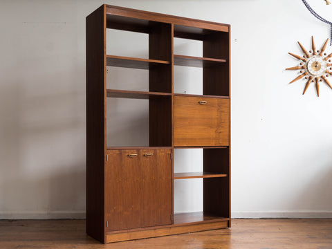 Vintage Danish Modular Shelving Unit / Room Divider With Secretary Desk