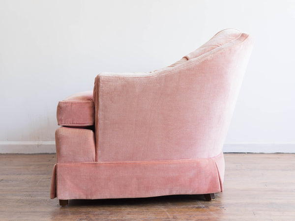 Vintage 70's Mid Century Pink Velvet Tufted Loveseat by Drexel