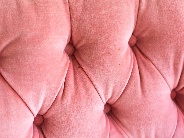 Vintage 70's Mid Century Pink Velvet Tufted Loveseat by Drexel