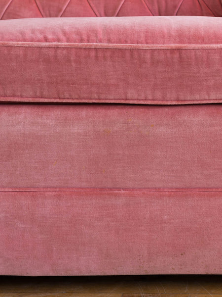 Vintage 70's Mid Century Pink Velvet Tufted Loveseat by Drexel