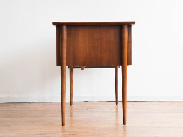 Vintage MCM American of Martinsville "Accord" X-Inlay Walnut Drop Leaf Writing Desk