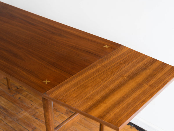 Vintage MCM American of Martinsville "Accord" X-Inlay Walnut Drop Leaf Writing Desk