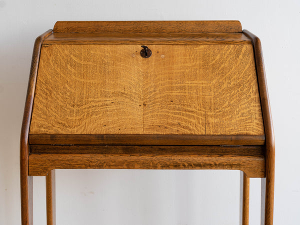 Early 1900's Petite Tiger Oak Secretary Slant-Front desk