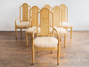 Set of 6 Henredon Scene Two Olive Burl Dining Chairs