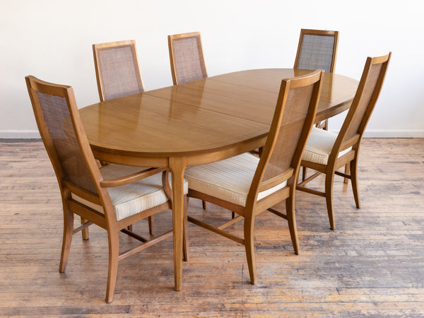 Mid Century Modern Dining Set - Table with Six Chairs