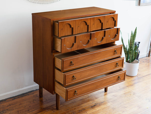 Mid Century Modern Walnut Highboy Dresser