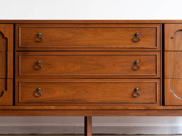 Mid Century Modern Walnut Lowboy 9-Drawer Dresser